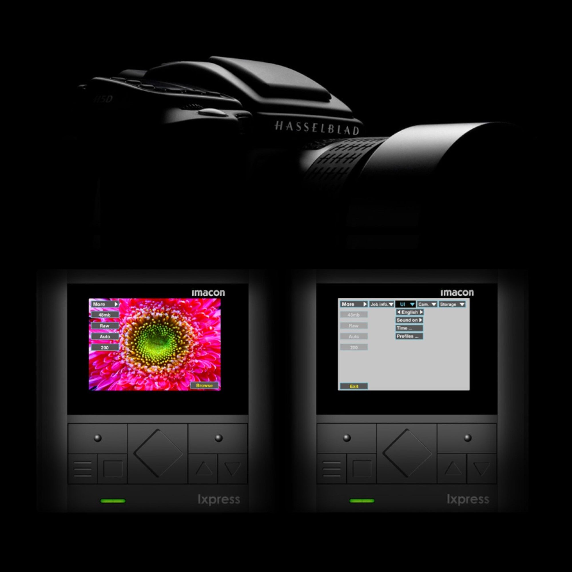 hasselblad interface camera and camera screens
